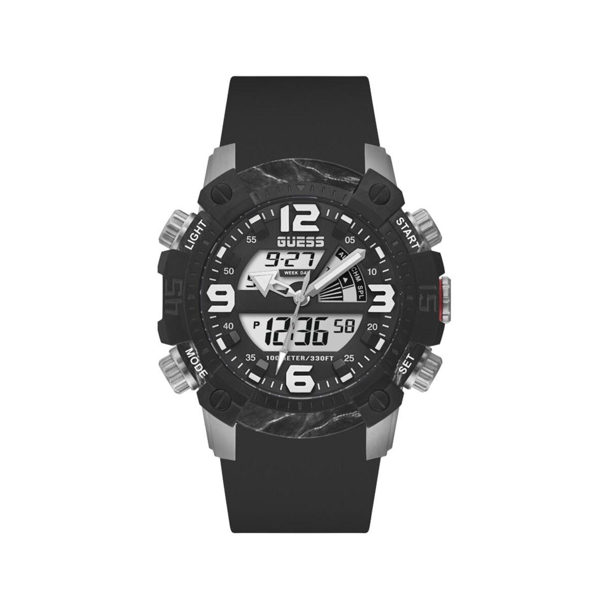 Guess herreur GW0421G1 - sort, Ø 50 mm, silikonerem
