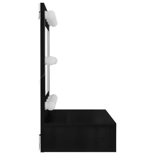 Spejlskab med LED-lys 60x31,5x62 cm sort