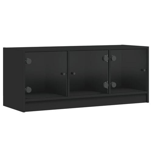 Tv-bord med glaslåger 102x37x42 cm sort