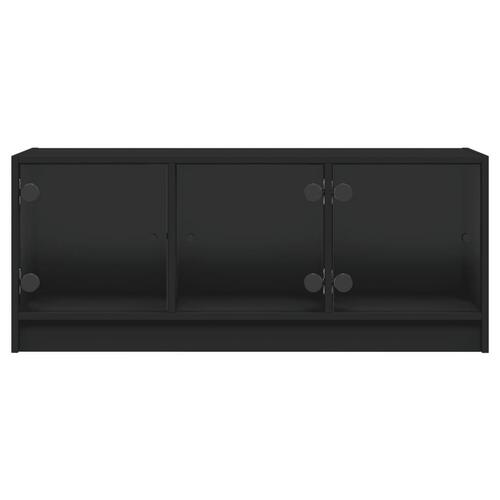 Tv-bord med glaslåger 102x37x42 cm sort