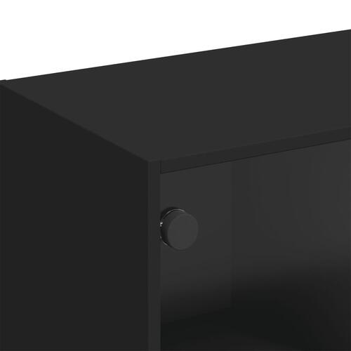 Tv-bord med glaslåger 102x37x42 cm sort