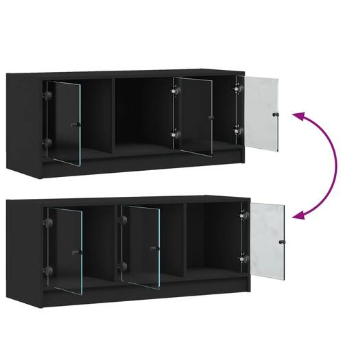 Tv-bord med glaslåger 102x37x42 cm sort