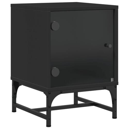 Sengeborde 2 stk. med glaslåger 35x37x50 cm sort