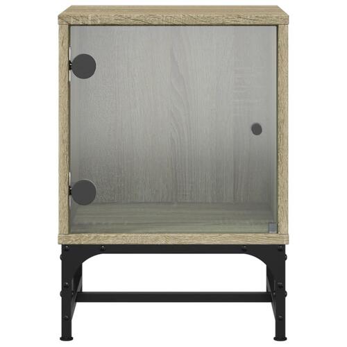 Sengeborde med glaslåger 2 stk. 35x37x50 cm grå sonoma-eg