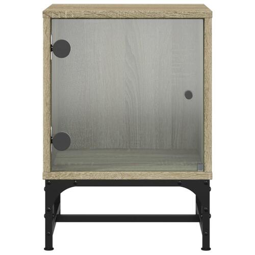 Sengeborde med glaslåger 2 stk. 35x37x50 cm grå sonoma-eg