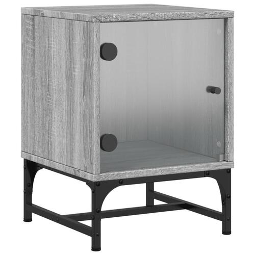 Sengebord med glaslåger 35x37x50 cm grå sonoma-eg