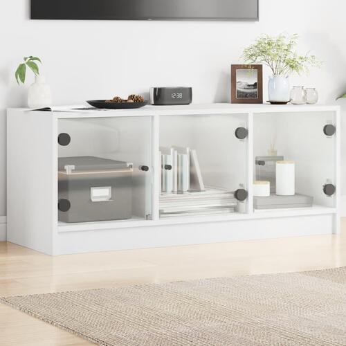 Tv-bord med glaslåger 102x37x42 cm hvid