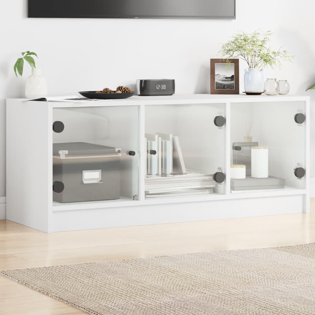 Tv-bord med glaslåger 102x37x42 cm hvid
