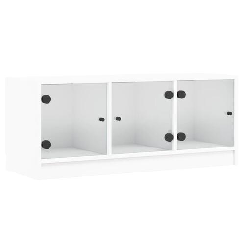 Tv-bord med glaslåger 102x37x42 cm hvid