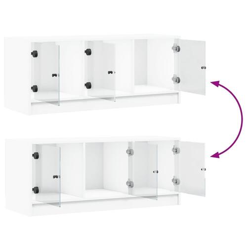 Tv-bord med glaslåger 102x37x42 cm hvid