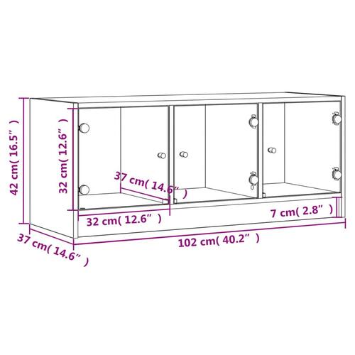 Tv-bord med glaslåger 102x37x42 cm hvid