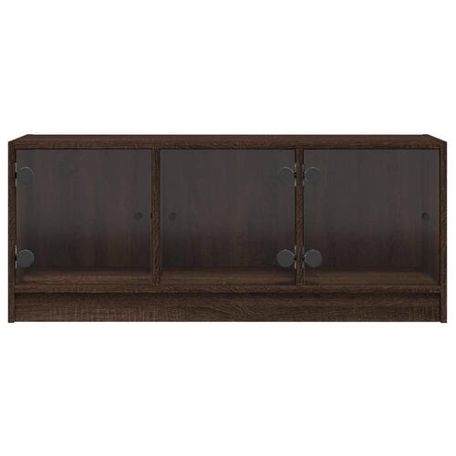 Skab med glaslåger 102x37x42 cm brun egetræsfarve