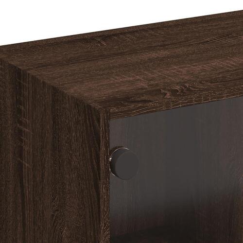 Skab med glaslåger 102x37x42 cm brun egetræsfarve