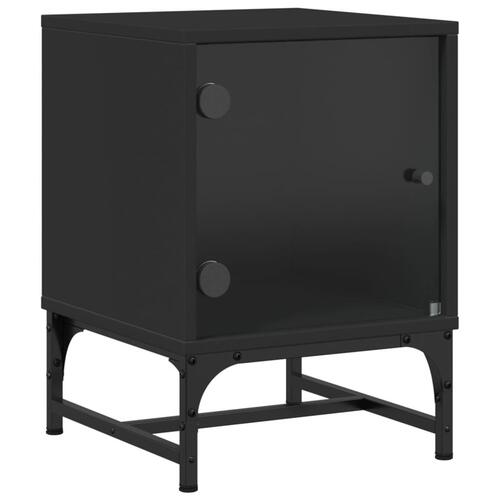 Sengebord med glaslåger 35x37x50 cm sort