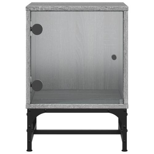 Sengeborde med glaslåger 2 stk. 35x37x50 cm grå sonoma-eg