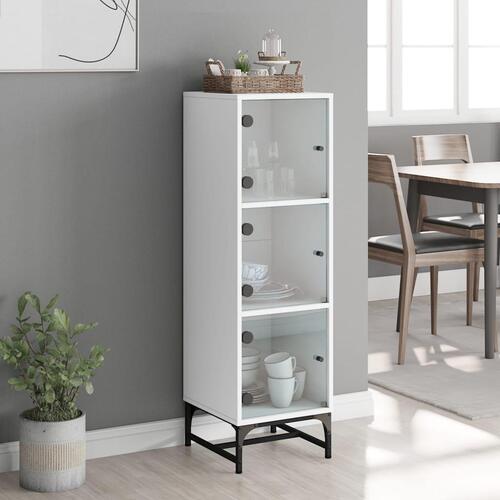 Skab med glaslåger 35x37x120 cm hvid