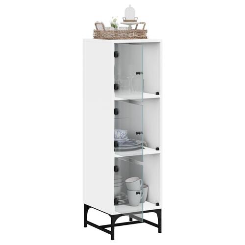 Skab med glaslåger 35x37x120 cm hvid