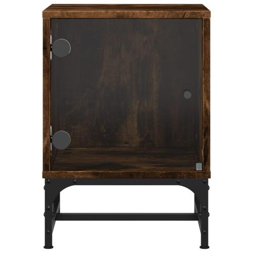 Sengeborde 2 stk. med glaslåger 35x37x50 cm røget egetræsfarve