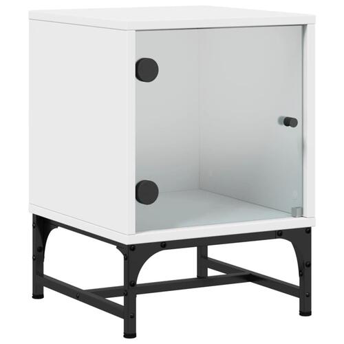 Sengeborde 2 stk. med glaslåger 35x37x50 cm hvid
