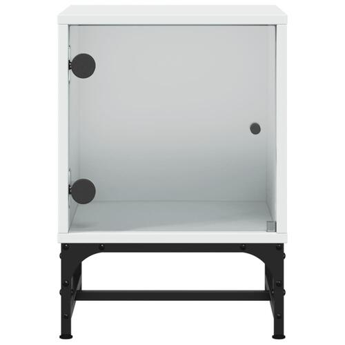 Sengeborde 2 stk. med glaslåger 35x37x50 cm hvid