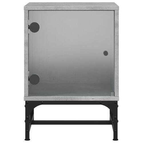 Sengeborde 2 stk. med glaslåger 35x37x50 cm betongrå
