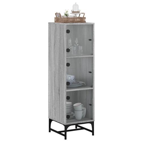Skab med glaslåger 35x37x120 cm grå sonoma-eg