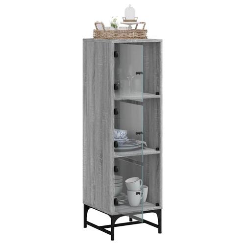 Skab med glaslåger 35x37x120 cm grå sonoma-eg