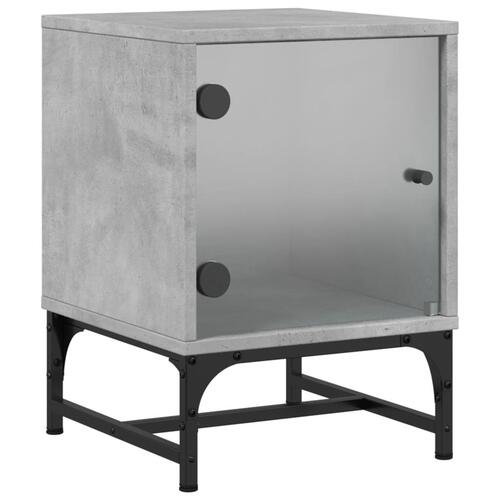 Sengebord med glaslåger 35x37x50 cm betongrå