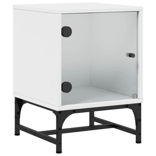 Sengebord med glaslåger 35x37x50 cm hvid