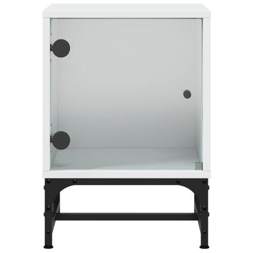 Sengebord med glaslåger 35x37x50 cm hvid