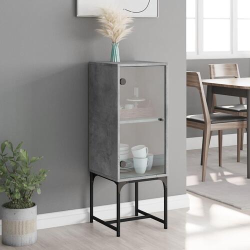 Skab med glaslåge 35x37x100 cm betongrå