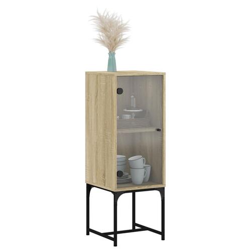 Skab med glaslåge 35x37x100 cm sonoma-eg