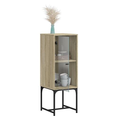 Skab med glaslåge 35x37x100 cm sonoma-eg