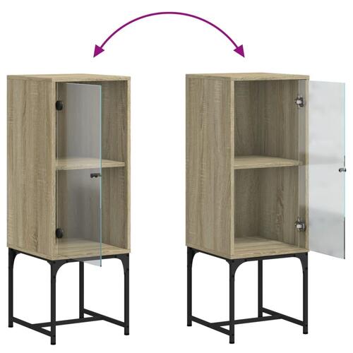 Skab med glaslåge 35x37x100 cm sonoma-eg