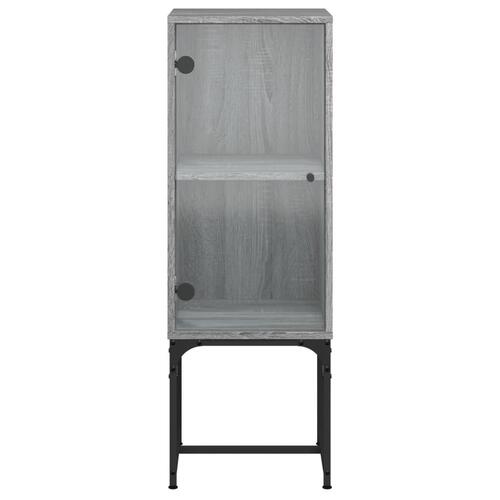 Skab med glaslåge 35x37x100 cm grå sonoma-eg