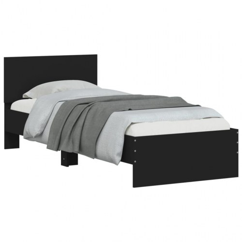 Sengeramme med sengegavl 90x190 cm konstrueret træ sort