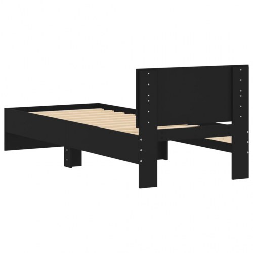 Sengeramme med sengegavl 90x190 cm konstrueret træ sort