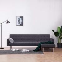Sovesofa med chaiselong polyester mørkegrå