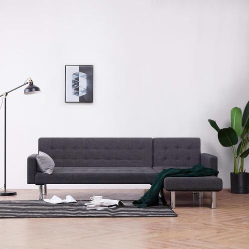 Sovesofa med chaiselong polyester mørkegrå