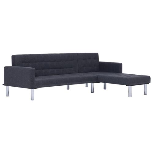 Sovesofa med chaiselong polyester mørkegrå