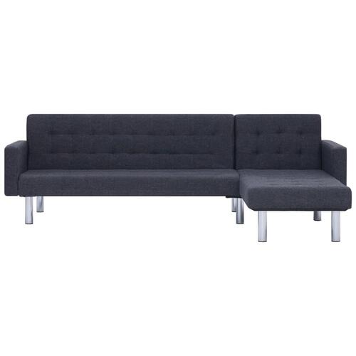 Sovesofa med chaiselong polyester mørkegrå
