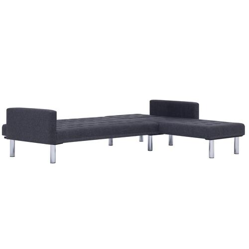 Sovesofa med chaiselong polyester mørkegrå