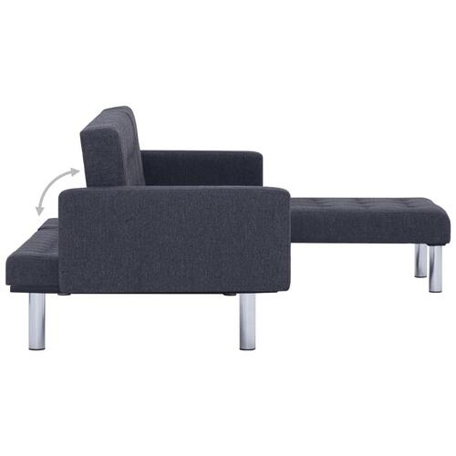 Sovesofa med chaiselong polyester mørkegrå