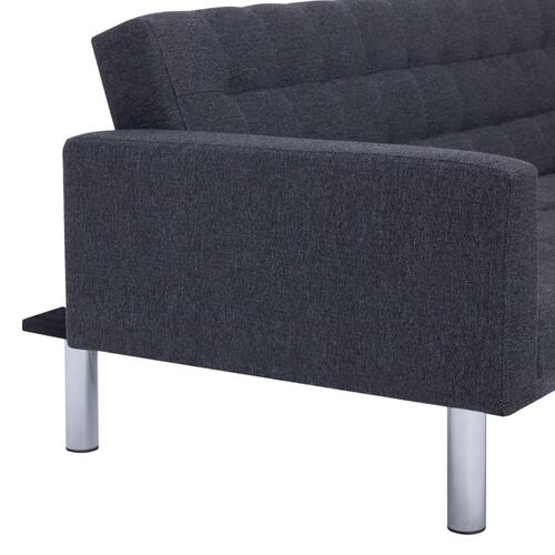 Sovesofa med chaiselong polyester mørkegrå