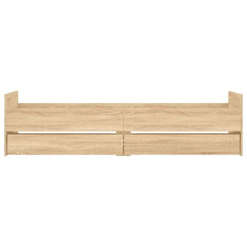 Sengeramme med skuffer 90x190 cm egetræsfarve