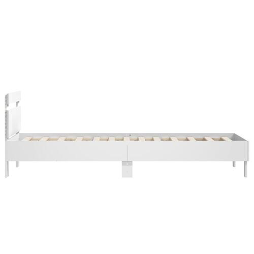 Sengeramme med sengegavl og LED-lys 90x190 cm hvid