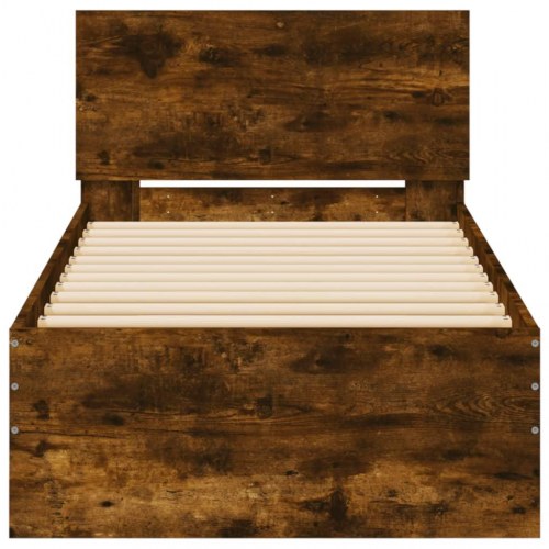 Sengeramme med sengegavl 90 x 190 cm - røget egetræ