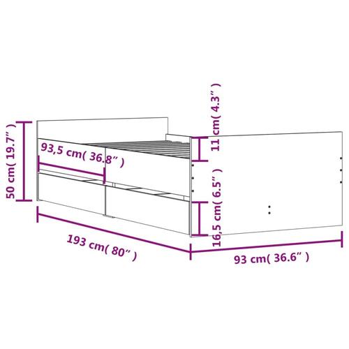 Sengeramme med skuffer 90x190 cm sort