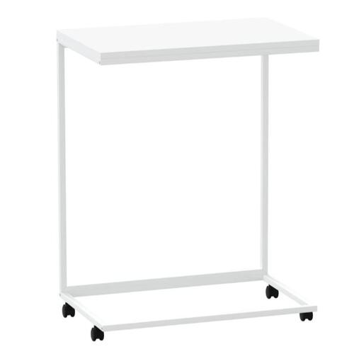 Sidebord med hjul 55x35x70 cm konstrueret træ hvid