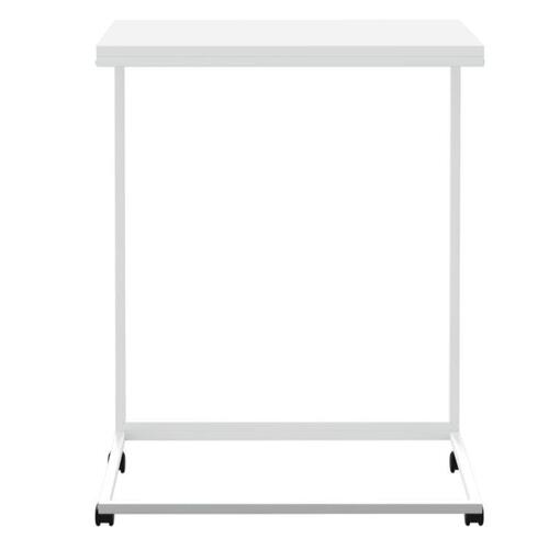 Sidebord med hjul 55x35x70 cm konstrueret træ hvid